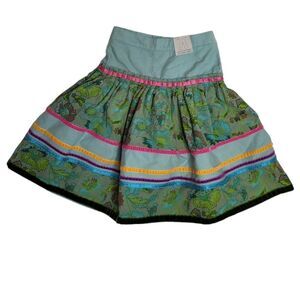 NEW Iana‎ tiered floral green and blue corduroy multi media skirt 98cm/3T